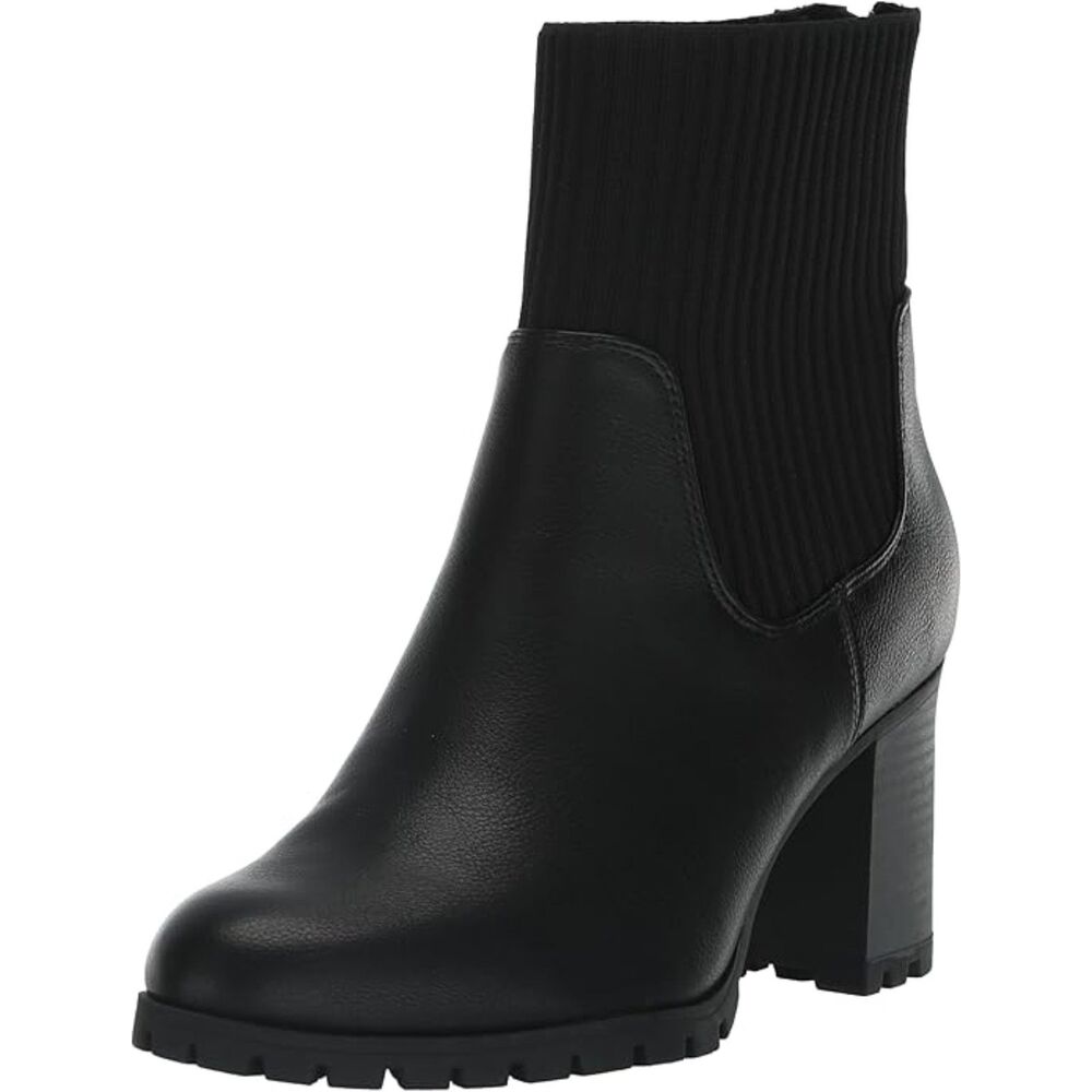 EASY STREET Lucia Black Faux Leather Zip Up Ankle Boots, NEW IN BOX! Size 10